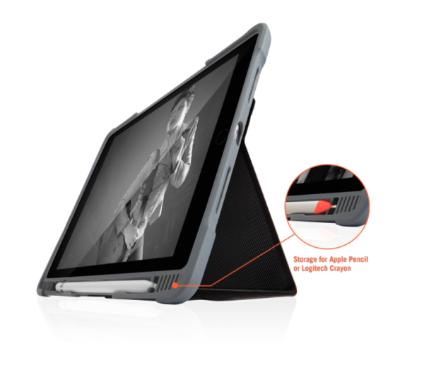 STM Dux Plus DUO Folio Case für das Apple iPad 10,2" (7. / 8. Generation), schwarz/transparent (scho