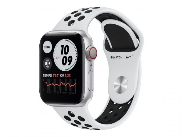 Apple Watch Nike Series 6, GPS + Cellular, 40 mm Aluminiumgehäuse Silber, Nike Sportarmband