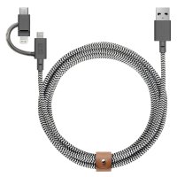 Native Union Belt Universal USB-A auf Lightning/USB-C/Micro-USB Kabel Zebra