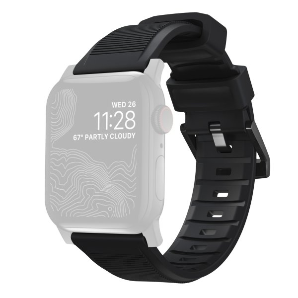 Nomad Rugged Armband mit schwarzem Verschluss für Apple Watch 42/44/45/49mm, Schwarz