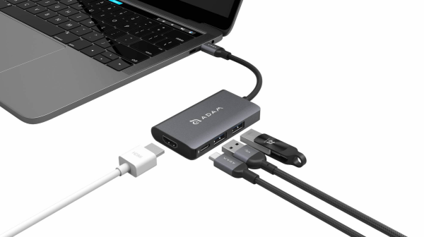 ADAM elements USB-C Hub (4 in 1 Adapter), Grau