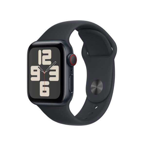 Apple Watch SE GPS, 40 mm, S/M (130-180 mm Umfang) Aluminuimgehäuse Mitternacht, Sportarmband Mitter