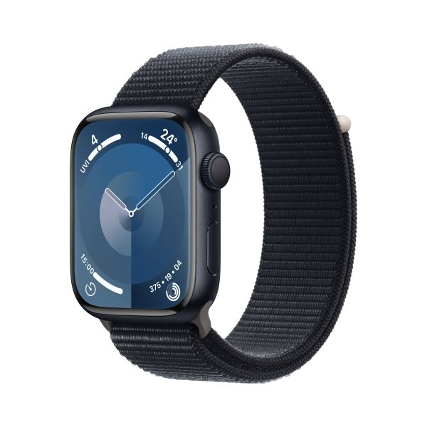 Apple Watch Series 9 GPS, 45 mm Aluminuimgehäuse Mitternacht, Sport Loop Armband Mitternacht