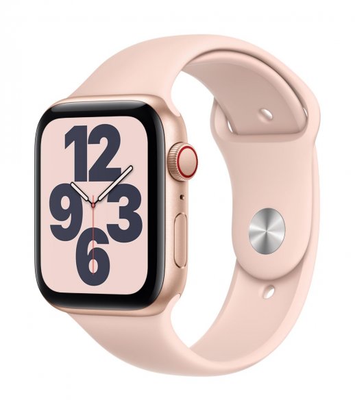 Apple Watch SE GPS + Cellular, 44mm Aluminiumgehäuse Gold, Sportarmband Sandrosa, Regular