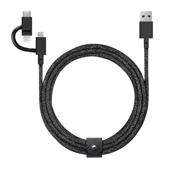 Native Union Belt Universal USB-A auf Lightning/USB-C/Micro-USB Kabel, 2m, Schwarz