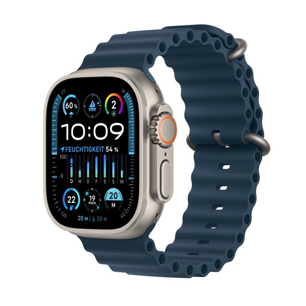 Apple Watch Ultra 2 GPS + Cellular, 49mm Titangehäuse, Ocean Armband Blau