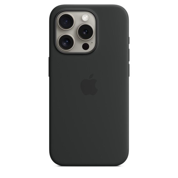 Apple iPhone 15 Pro Silikon Case mit MagSafe, Schwarz