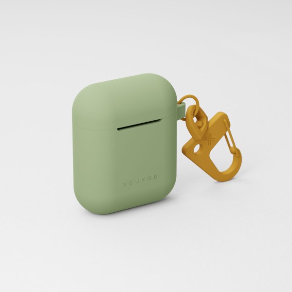XOUXOU Case mit Karabiner für Apple AirPods (1./2. Generation), Olive