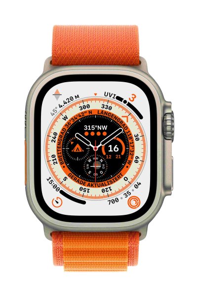 Apple Alpine Loop Armband für Apple Watch 49mm, Orange, Small (130-160 mm Umfang)