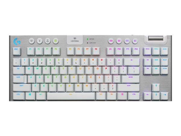 Logitech G915 TKL, RGB Gamingtastatur, kabellos, Deutsch, Weiß