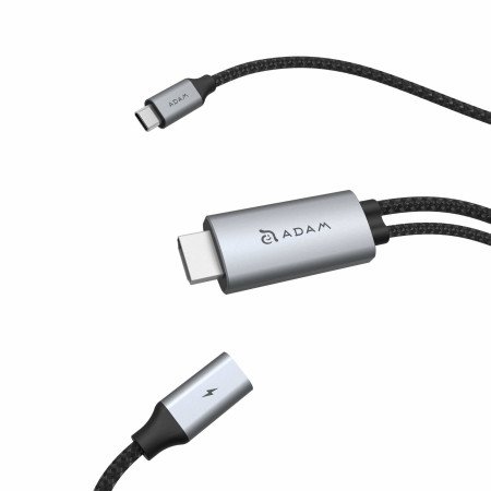 ADAM elements HDMI auf USB-C (Stecker) / USB-C Buchse) Kabel, 1,80m, Grau