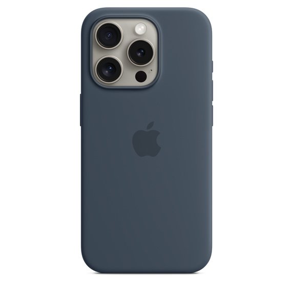 Apple iPhone 15 Pro Silikon Case mit MagSafe, Sturmblau