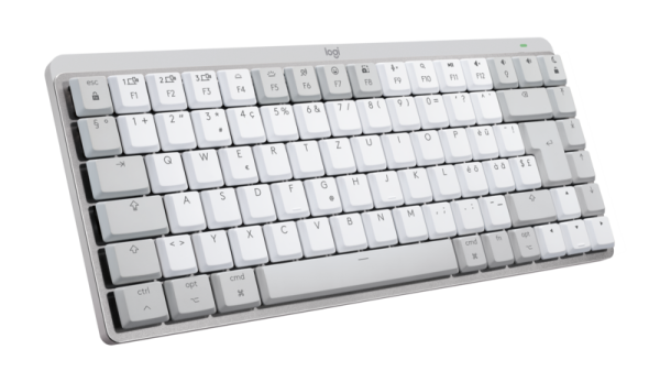 Logitech MX Mechanical Mini für Mac, Wireless Tastatur, Bluetooth, Deutsch, Hellgrau
