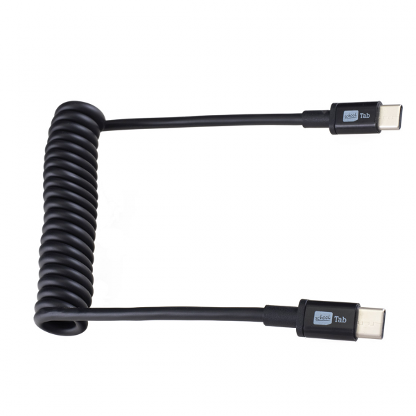 FINCHEN USB-C Spiralkabel, Verbindungskabel, Ladekabel USB TypC, 0,38m - 1m, schwarz