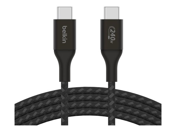 Belkin USB-C auf USB-C Kabel, geflochten, 240W, 1m, Schwarz