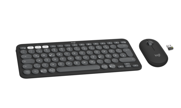 Logitech Pebble 2 Combo, Set aus Wireless Tastatur und Wireless Maus, Bluetooth/Bolt, Deutsch, Grafi
