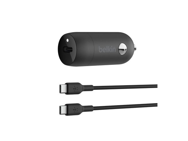 BOOST CHARGE 30 W-USB-C-Kfz-Ladegerät mit USB-C/USB-C-Kabel, schwarz