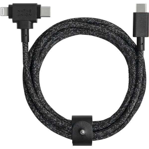 Native Union Belt Duo USB-C auf USB-C/Lightning Kabel, 1,5m, Schwarz