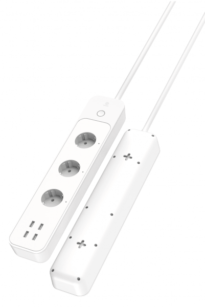 WOOX Steckdosenleiste mit 3 Steckplätzen & 4 USB-A Ports, Wi-Fi, Smart Home/Alexa/Google