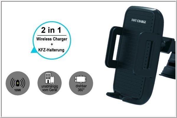 DINIC KFZ Wireless Qi-Charger - 10W Smartphone Kfz-Universalhalterung mit Qi
