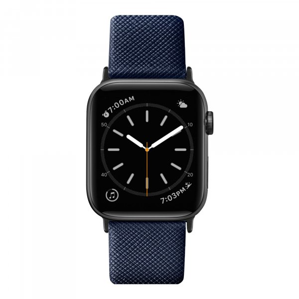 LAUT Prestige Watch Strap, Lederarmband für Apple Watch 42/44/45 mm, Blau