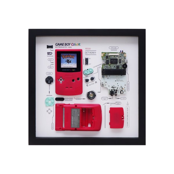 Xreart Zerlegter Game Boy im Bilderrahmen, Nintendo Game Boy Color, Rot