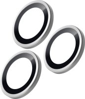 LAUT Ring Kamera Schutzglas für iPhone 15 Pro / 15 Pro Max Silber