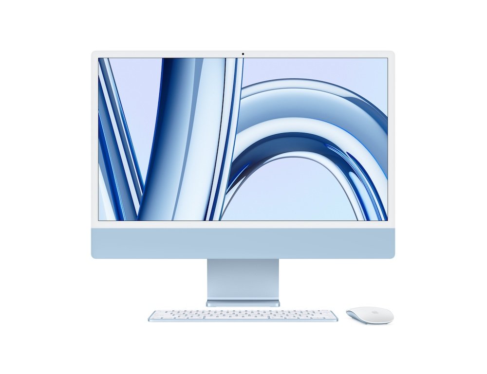 Apple iMac 24" (2023) Blau M3 Chip mit 8-Core CPU, 10-Core GPU und 16-Core Neutral Engine 24" 512 GB Magic Keyboard mit 