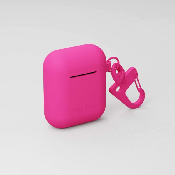 XOUXOU Case mit Karabiner für Apple AirPods (1./2. Generation), Pink