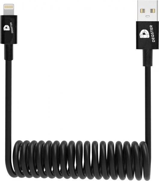 DEQSTER Spiral Ladekabel USB-A auf Lightning, (Apple Mfi zertifiziert)  