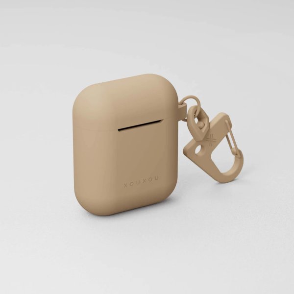 XOUXOU Case mit Karabiner für Apple AirPods (1./2. Generation), Sand